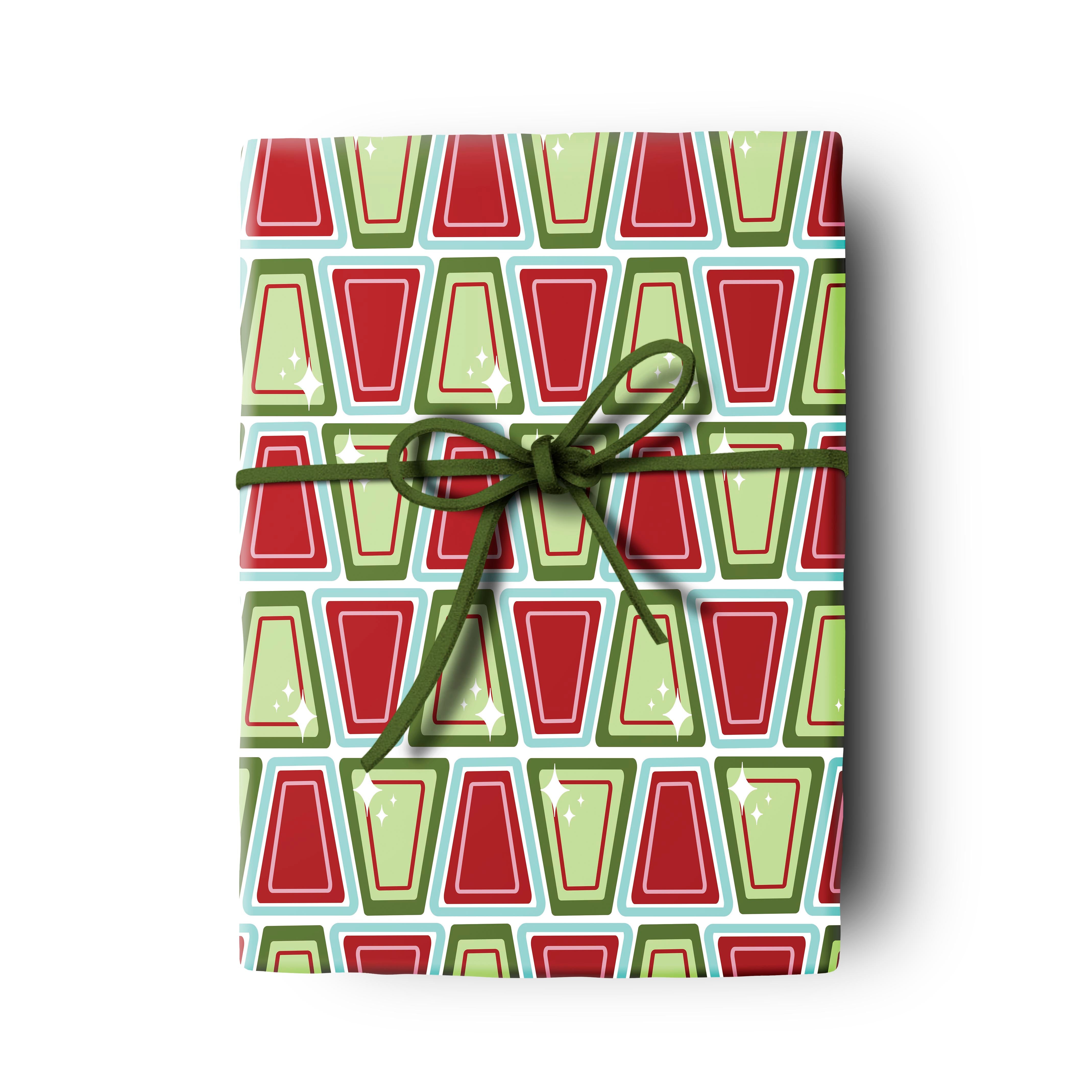 Star Trio Geometric Holiday Double Sided Gift Wrap