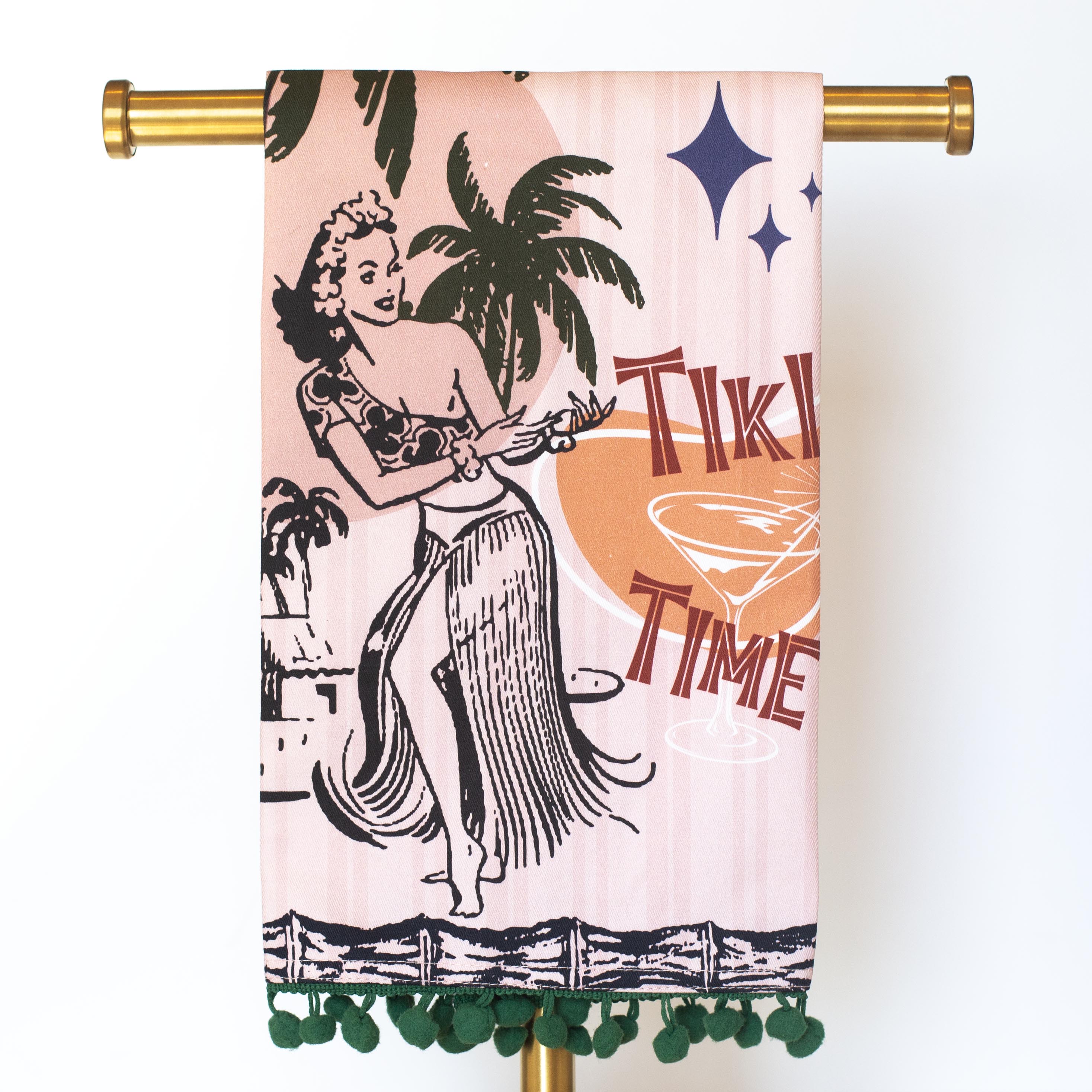Tiki Time Vintage Hawaii Bar Tea Towel