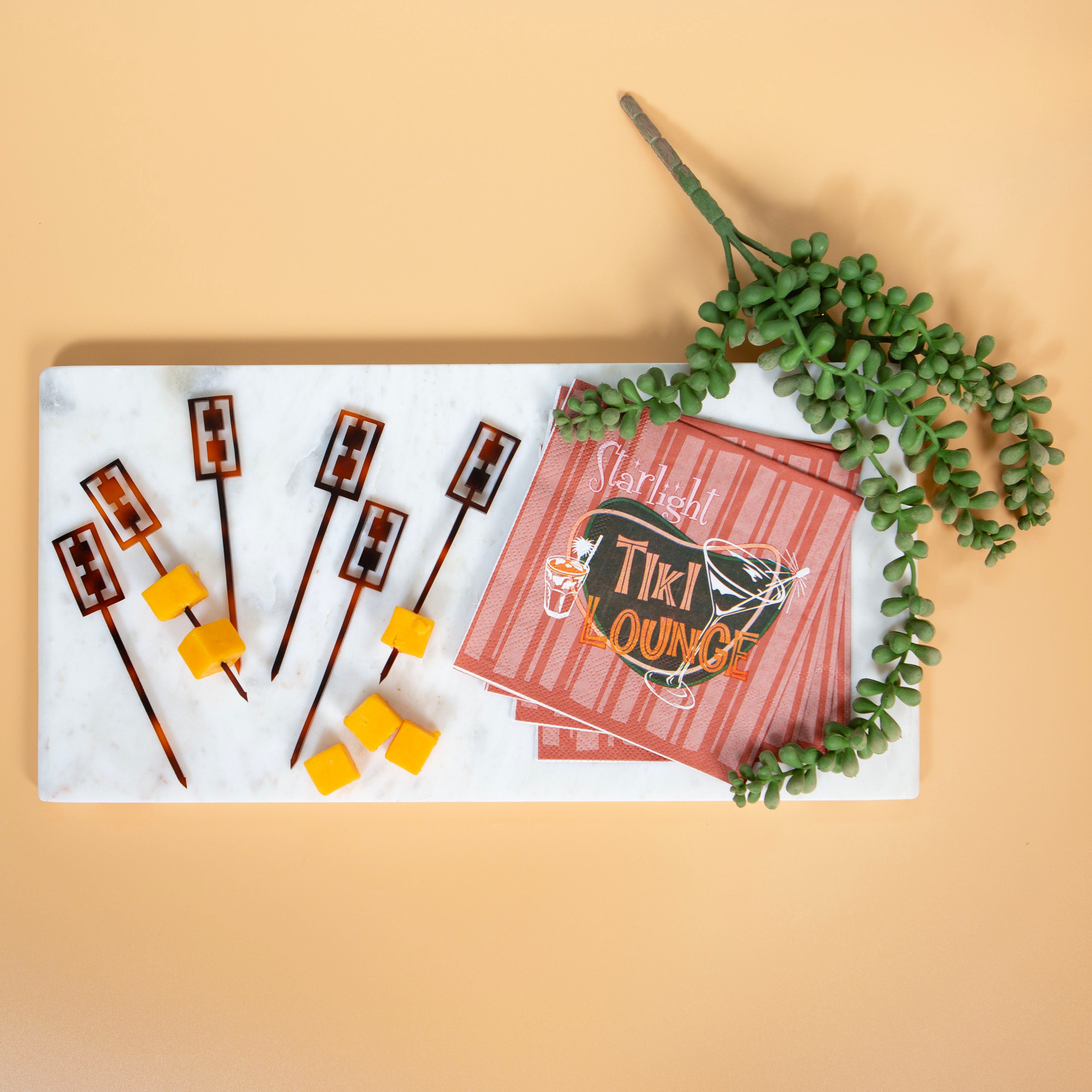 Retro Tortoiseshell Acrylic Cocktail & Appetizer Picks Set of 8