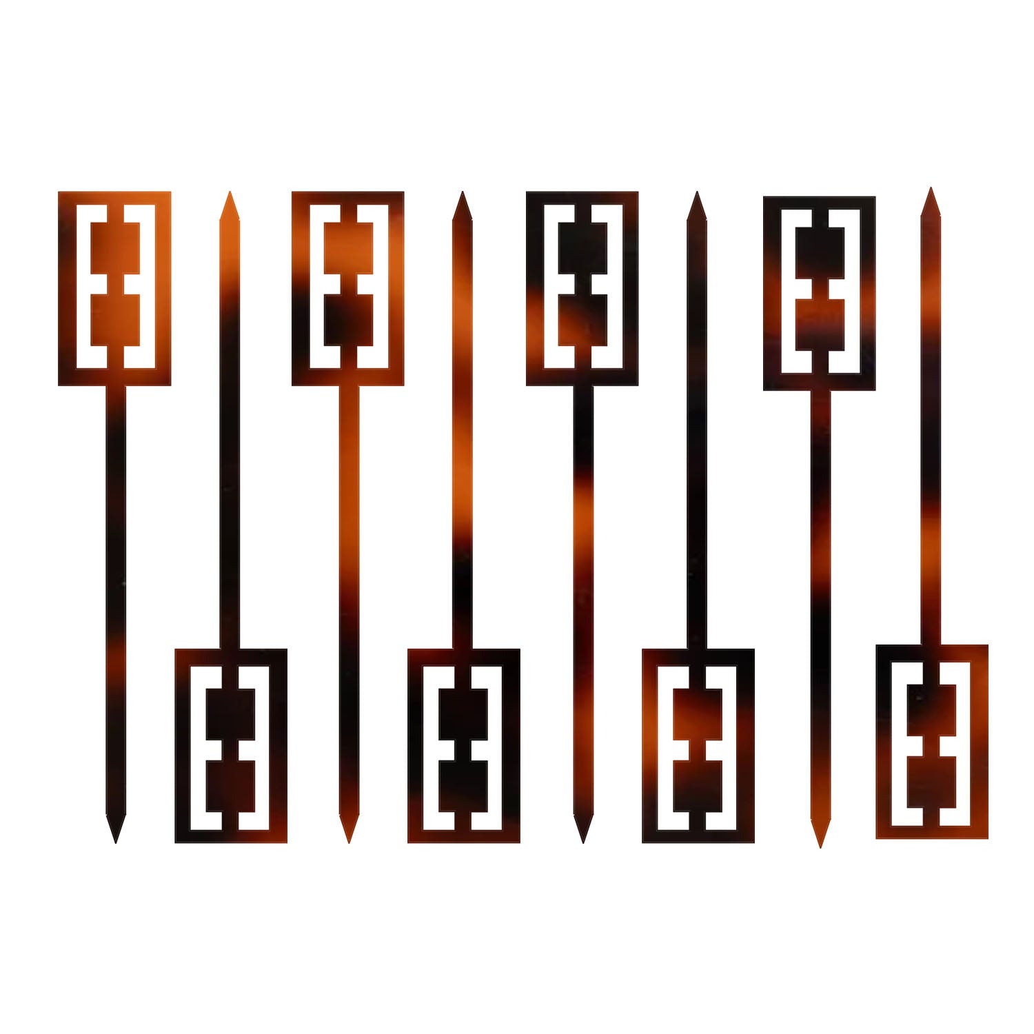 Add retro style to entertaining with these acrylic cocktail & appetizer picks. Mid-century inspired, reusable, and perfect for olives, cheese, and cocktails. Set of 8.