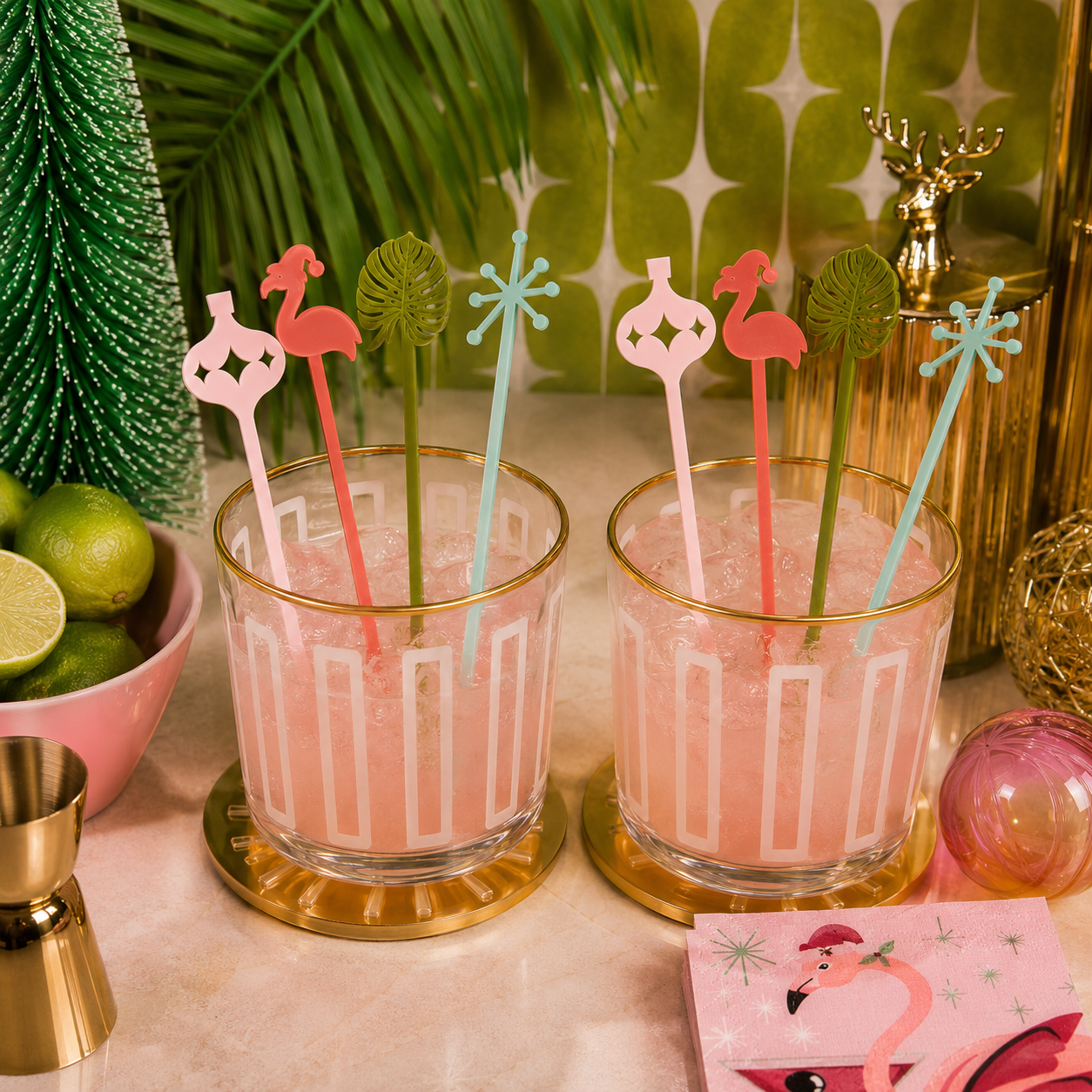 Tropical Retro Holiday Acrylic Drink Stirrer Swizzle Stix