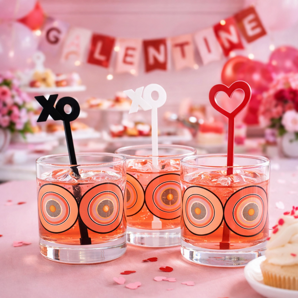 XOXO and Hearts Love Acrylic Beverage Mixing Swizzle Sticks