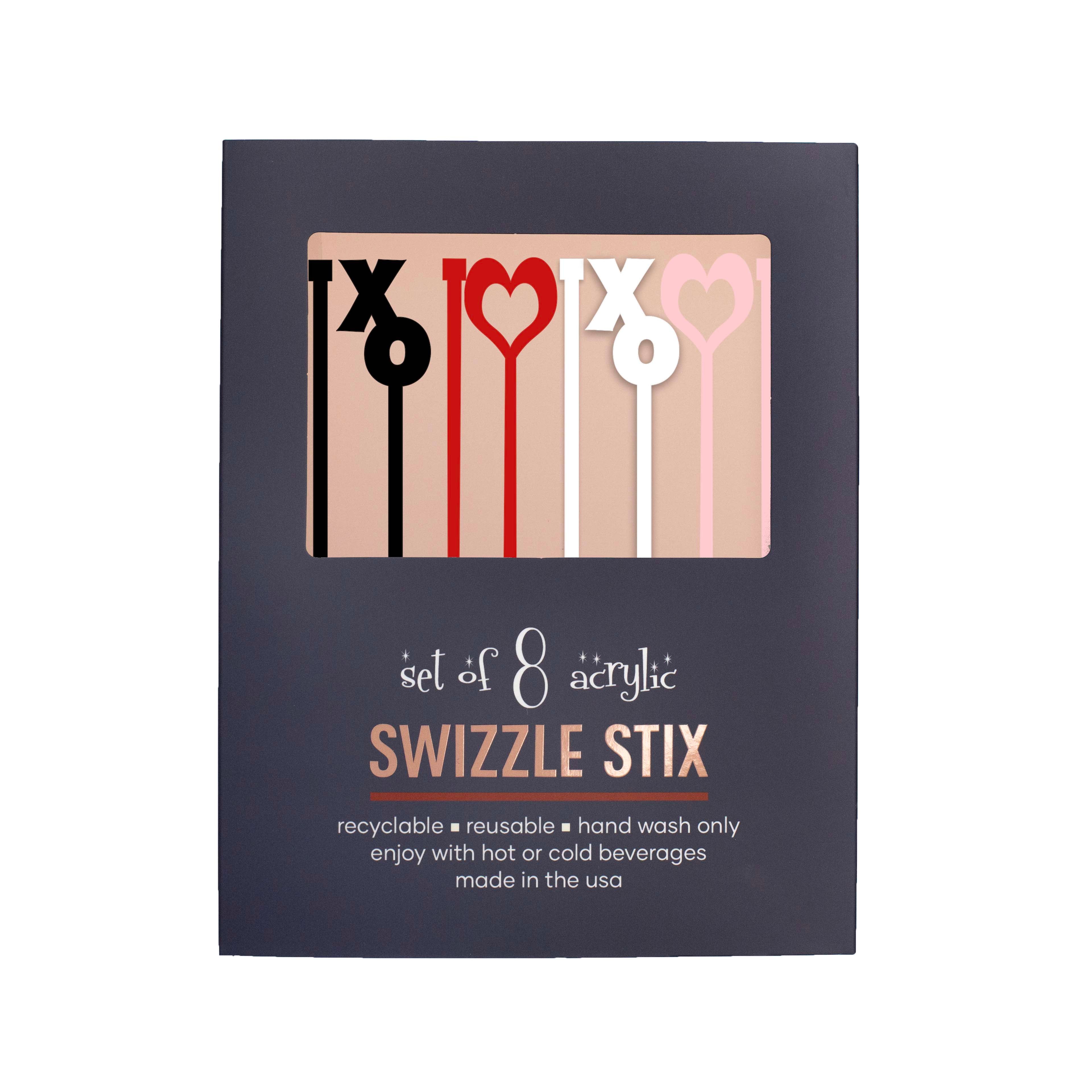 NEW! XOXO and Hearts Love Acrylic Beverage Mixing Swizzle Sticks
