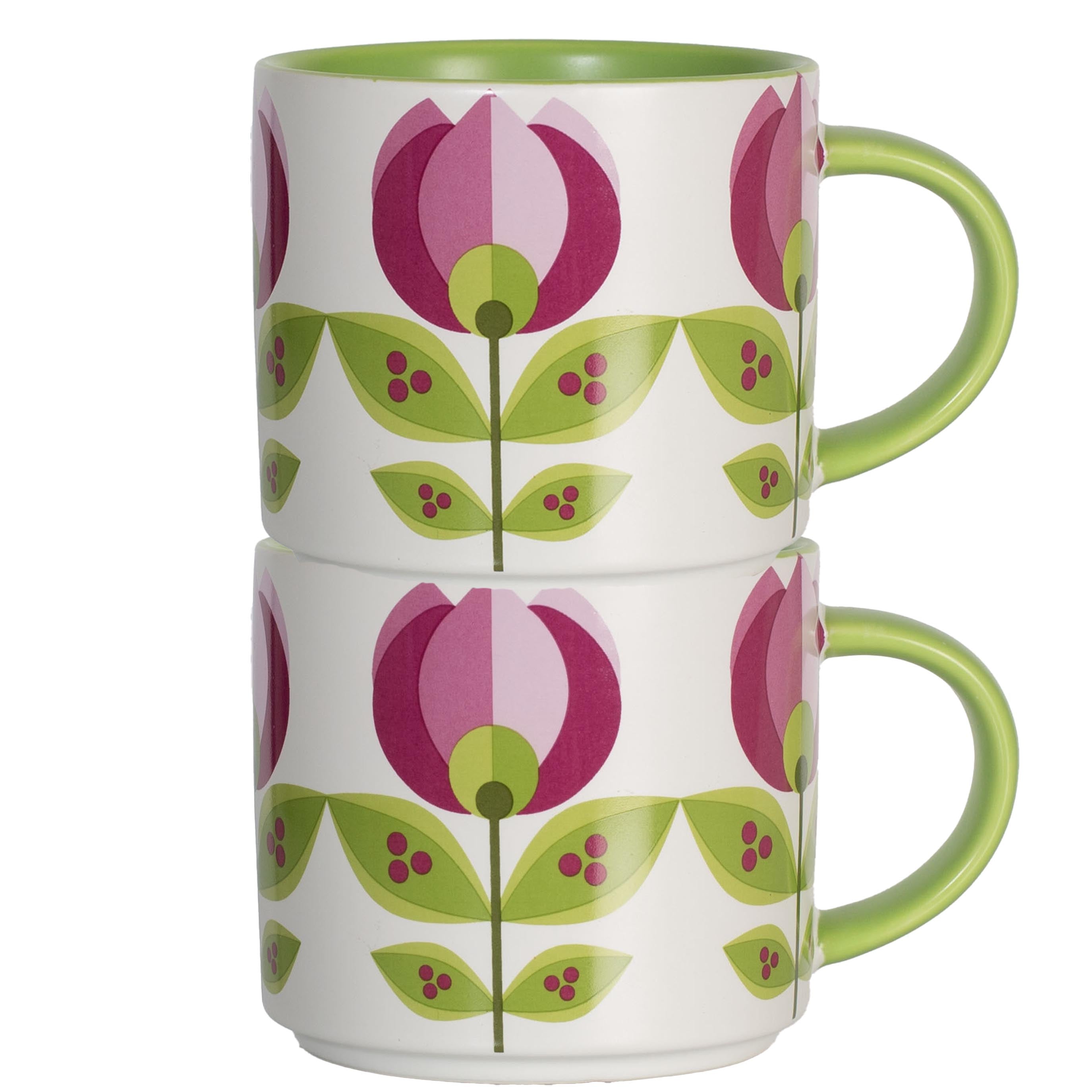 Tulip Flower Mid Century Modern Stackable Matte Coffee Mug