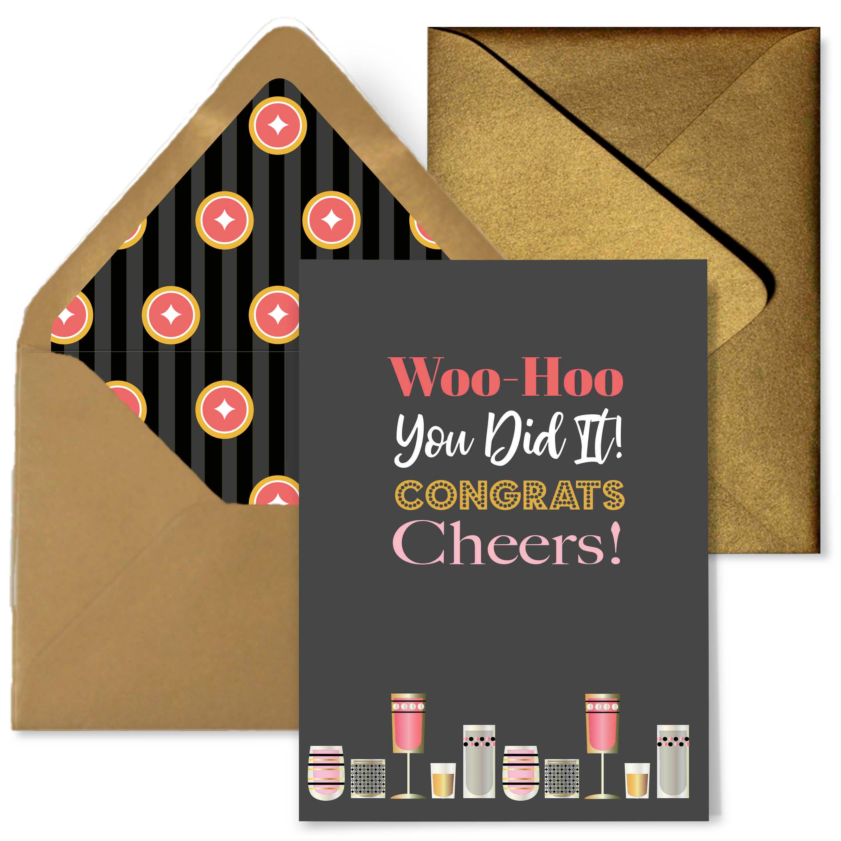 vintage cocktail cheers you did it greeting card with liner