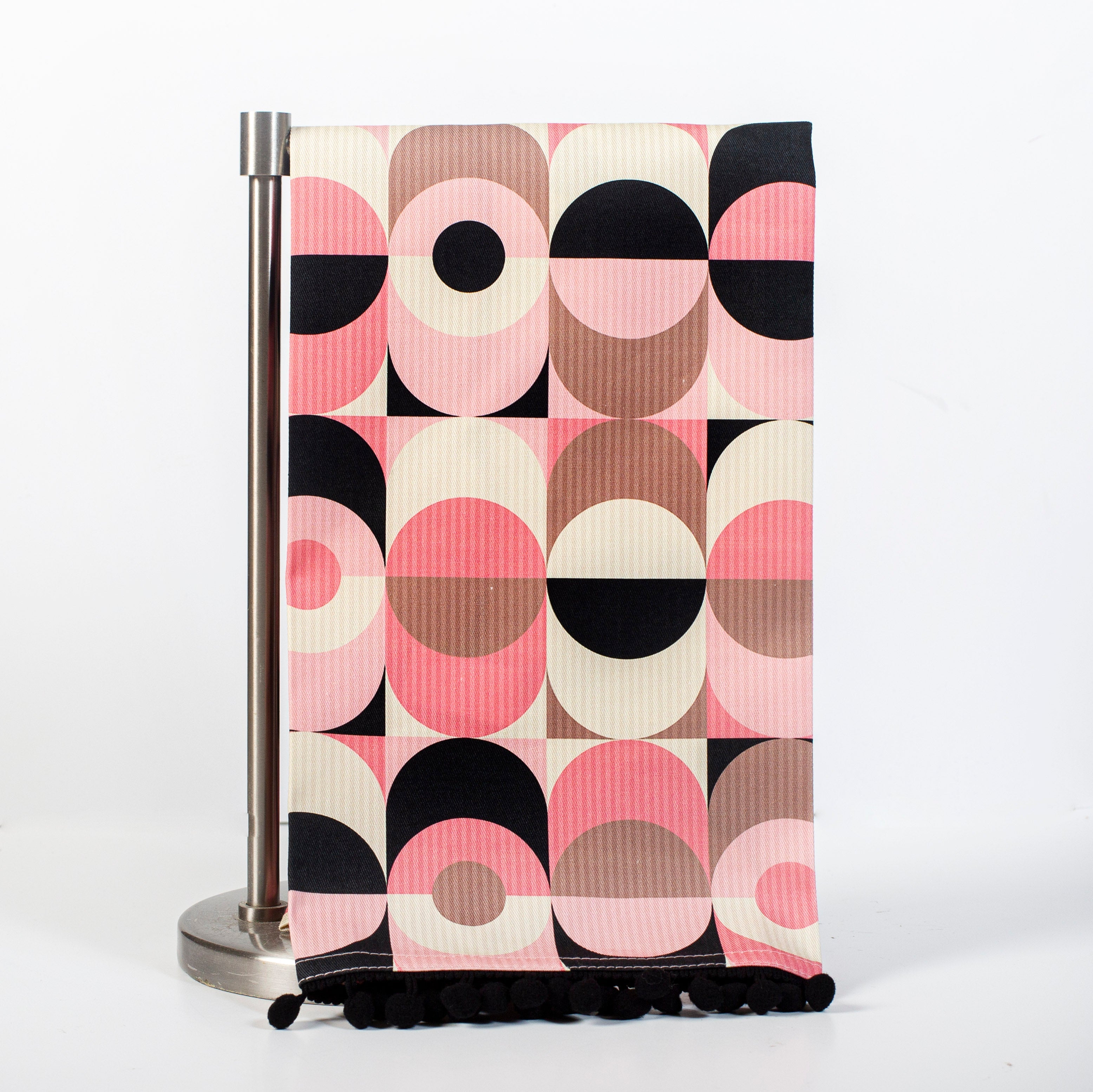 circle in oval pink geometric mid century modern kitchen or bar tea towel Housewarming gift idea