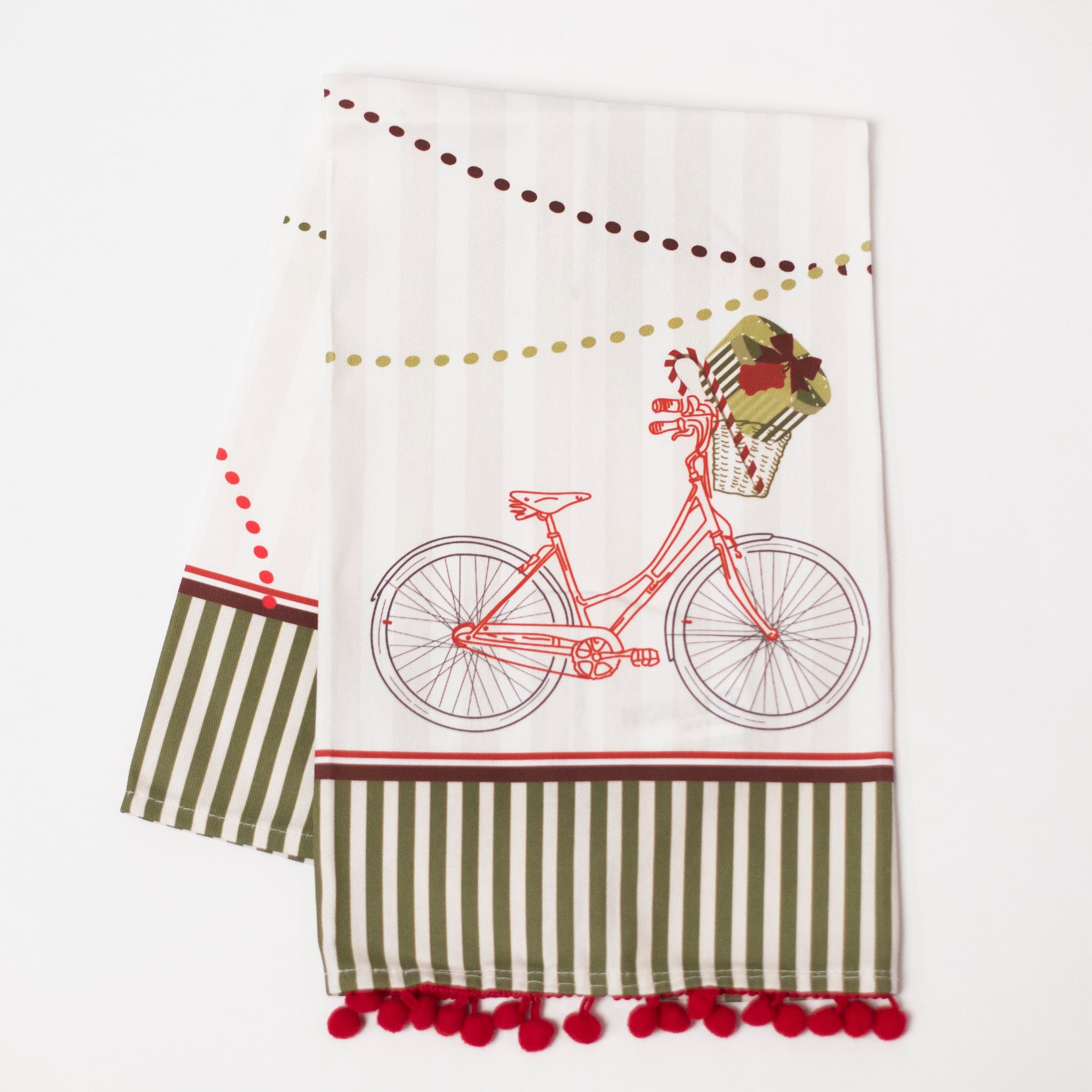 Vintage Holiday Bike Tea Towel - ModLoungePaperCompany