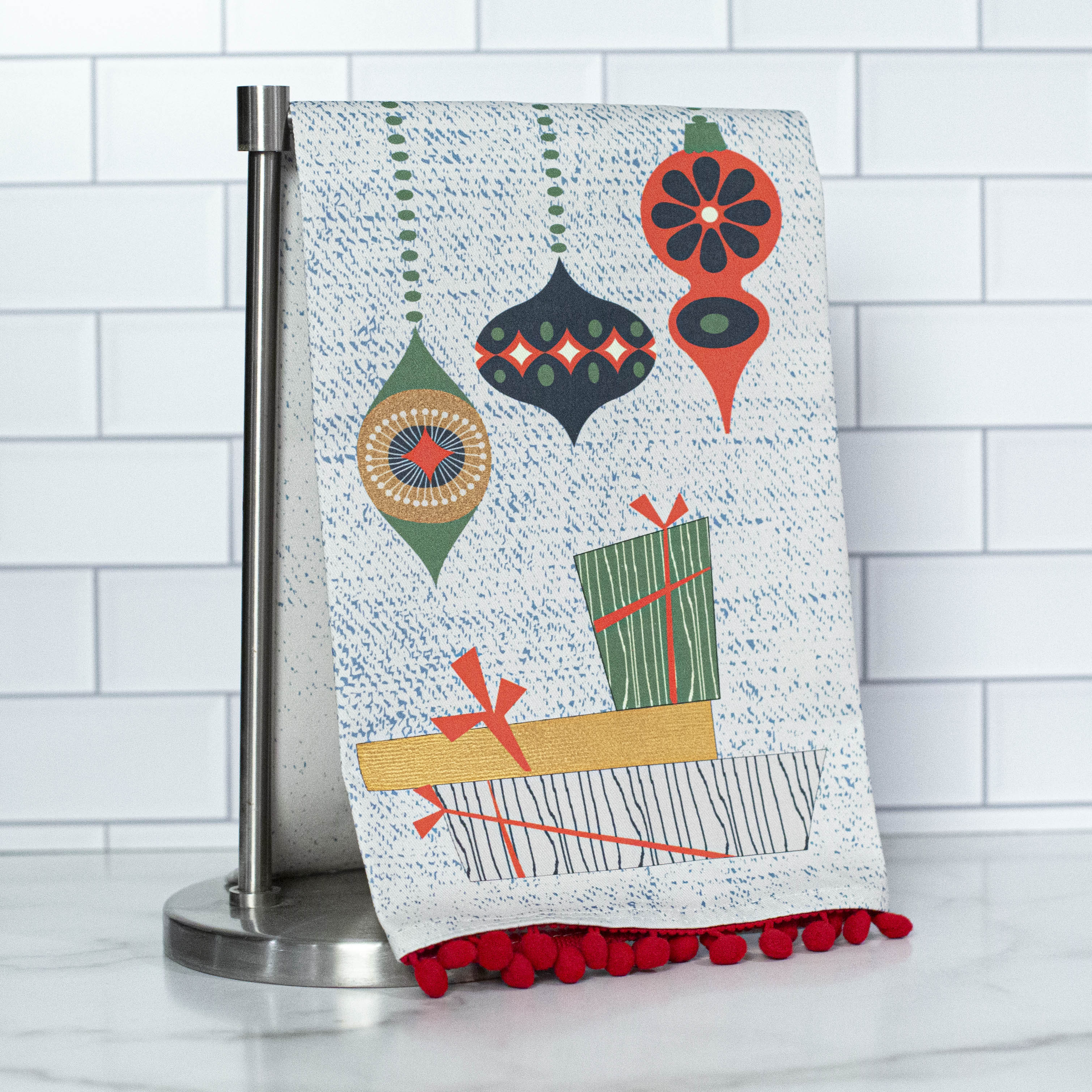 Retro Ornament and Gift Holiday Tea Towel - ModLoungePaperCompany