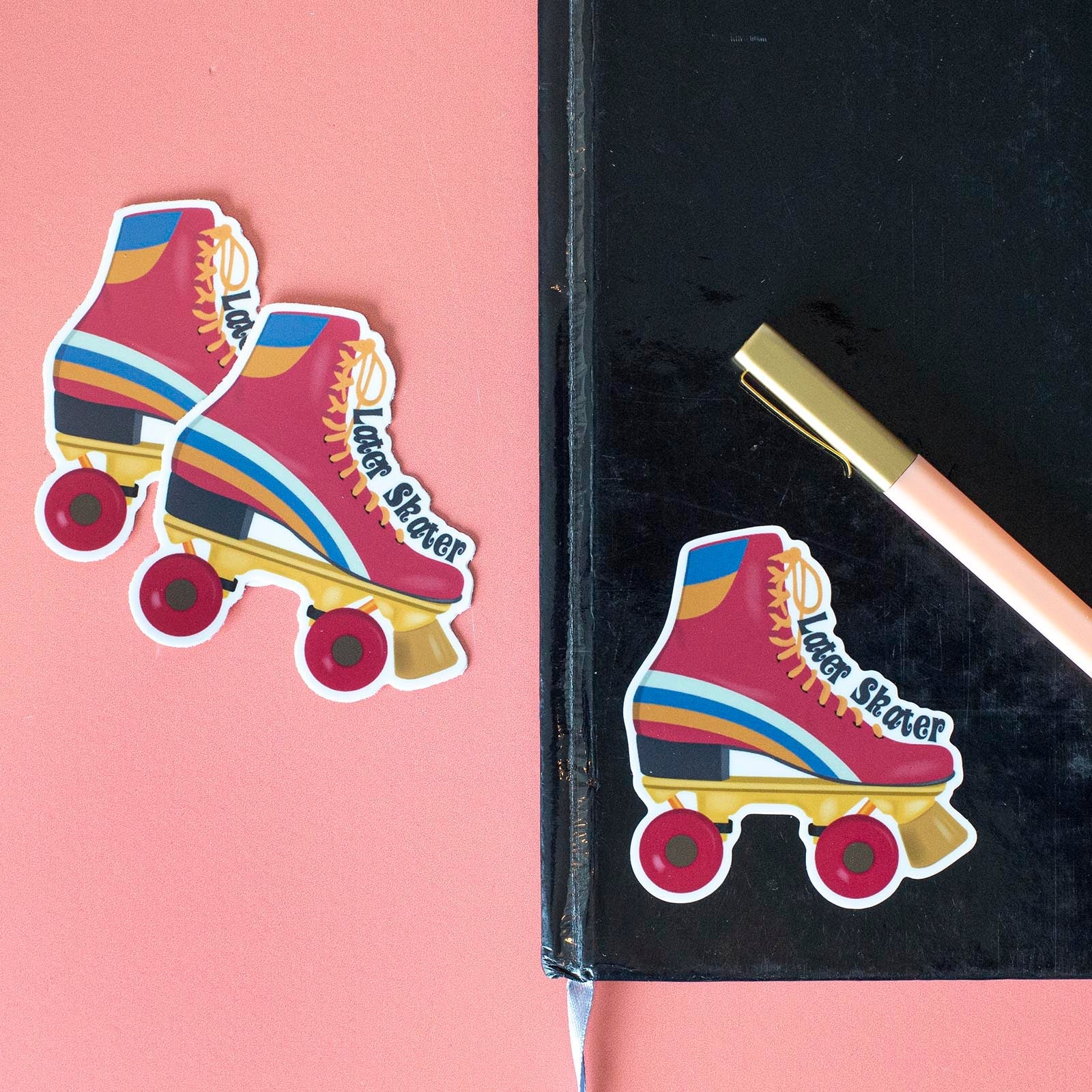 retro roller skate sticker