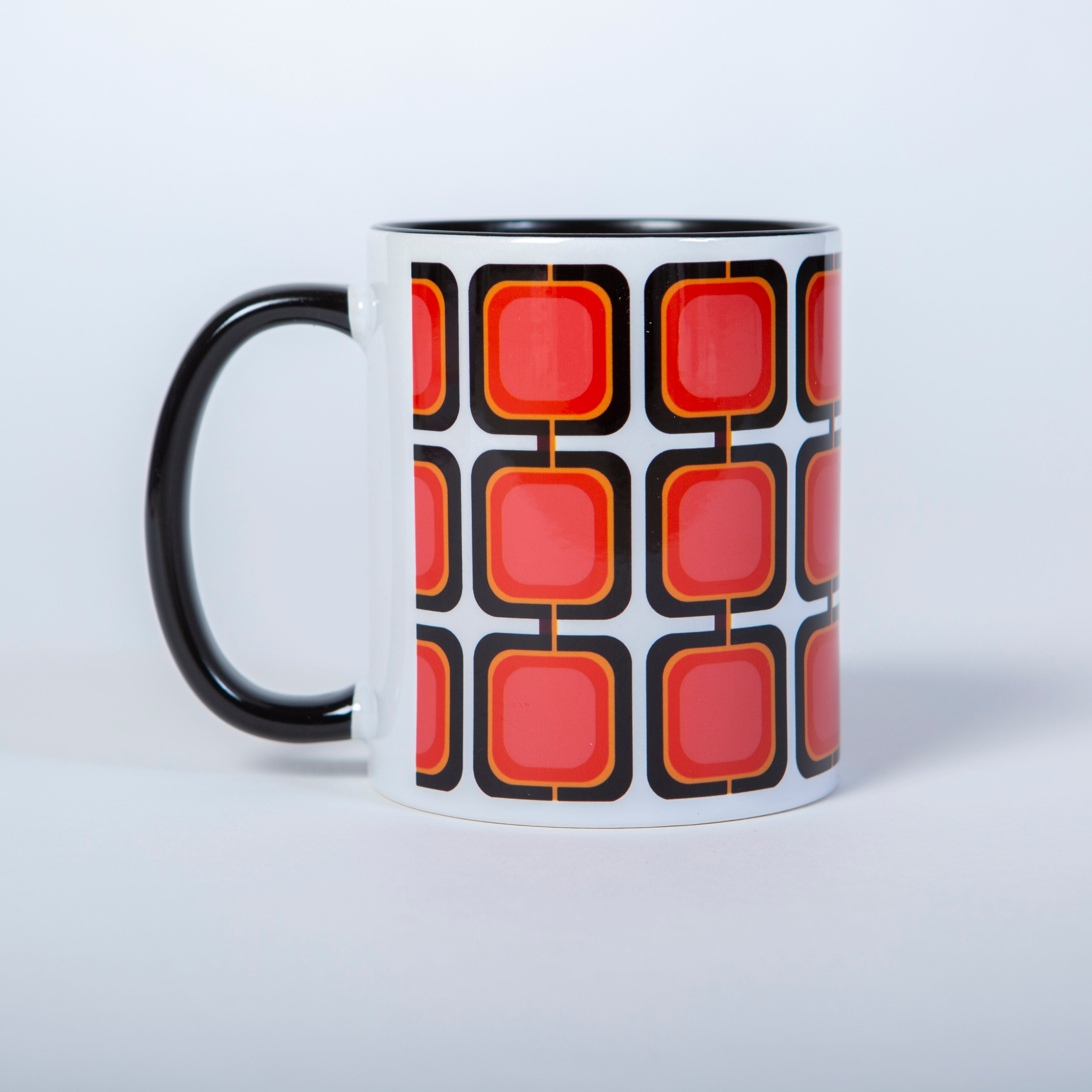 mid century modern pink squares coffee mug