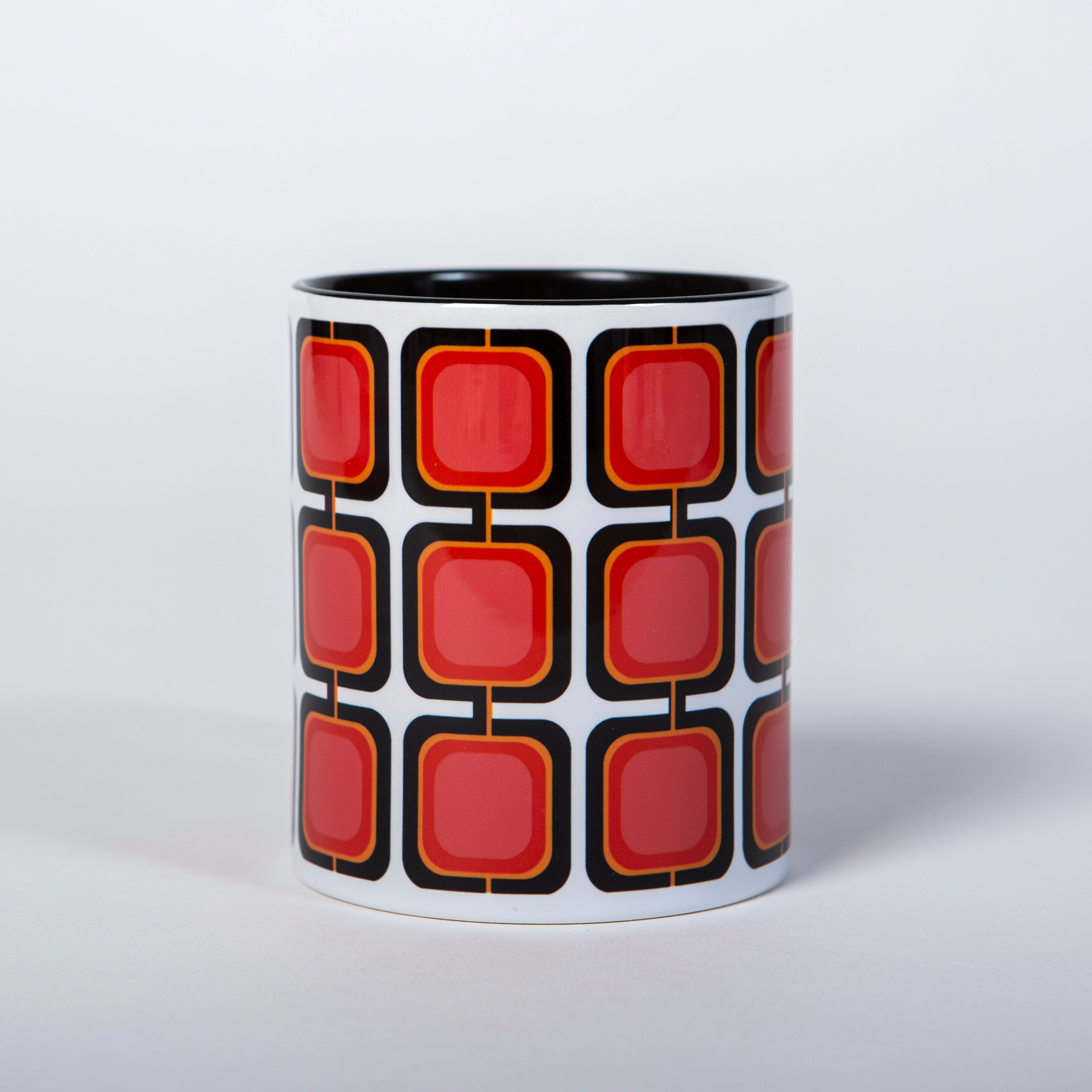 mid century modern pink squares coffee mug