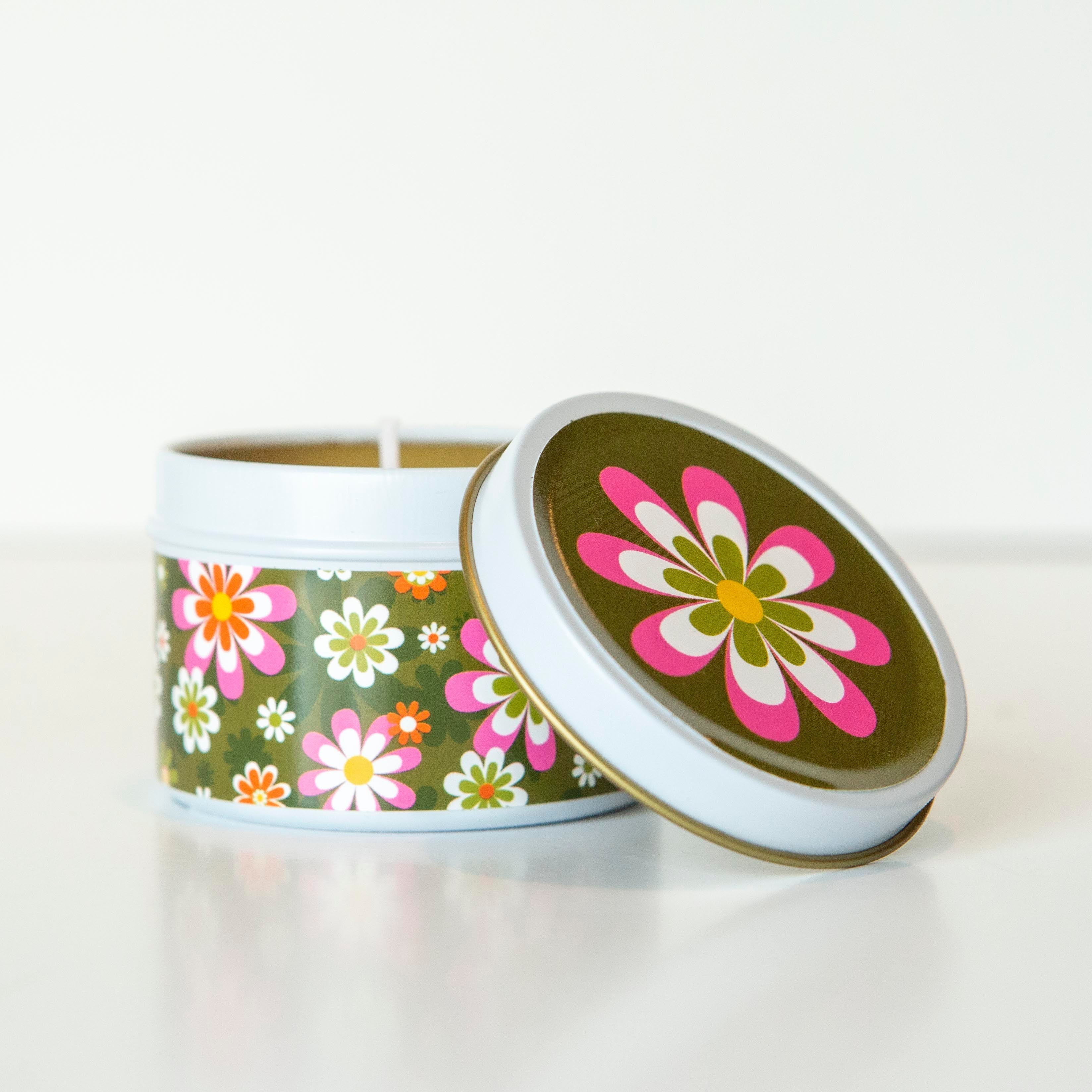 retro flower travel candle