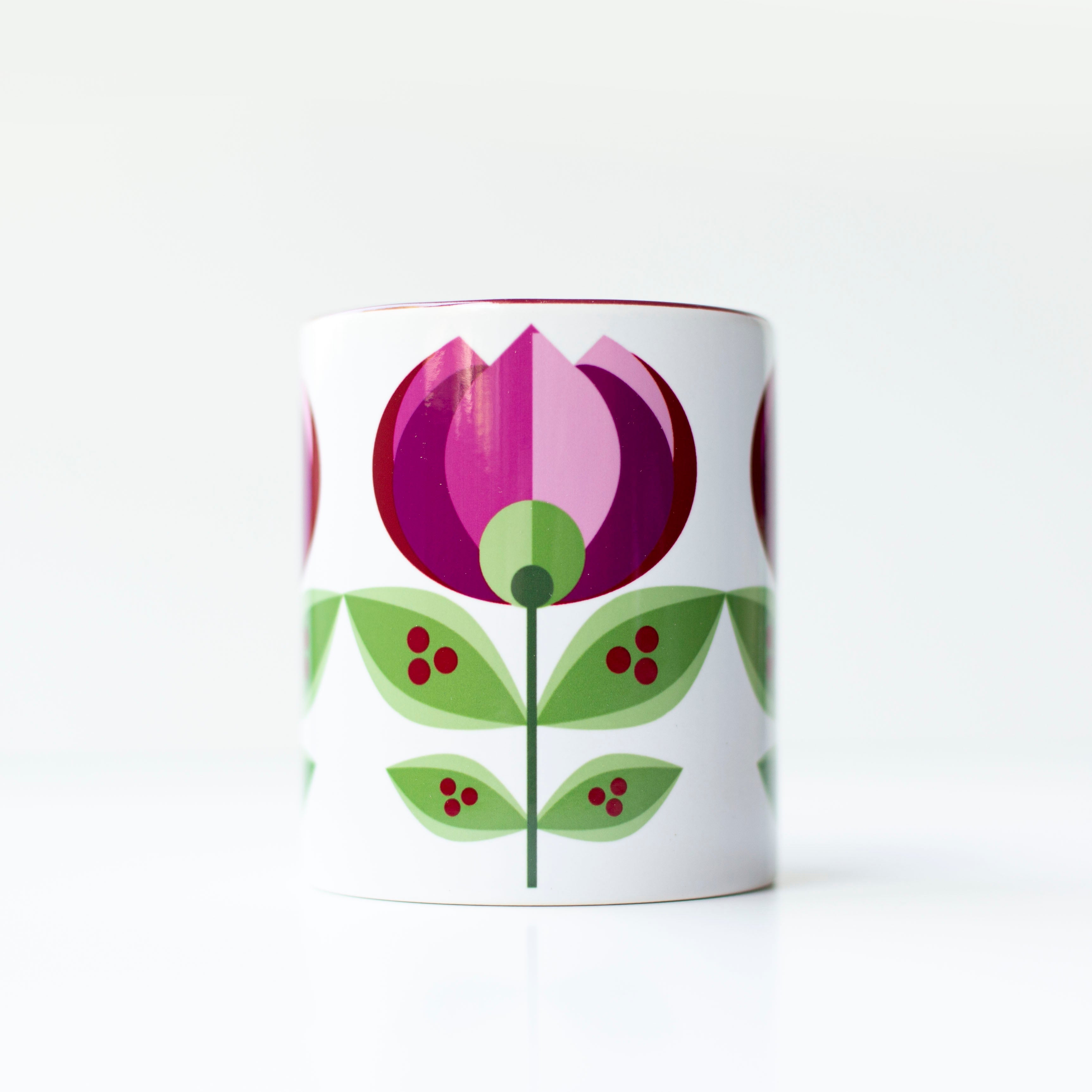 mid century modern tulip flower coffee mug