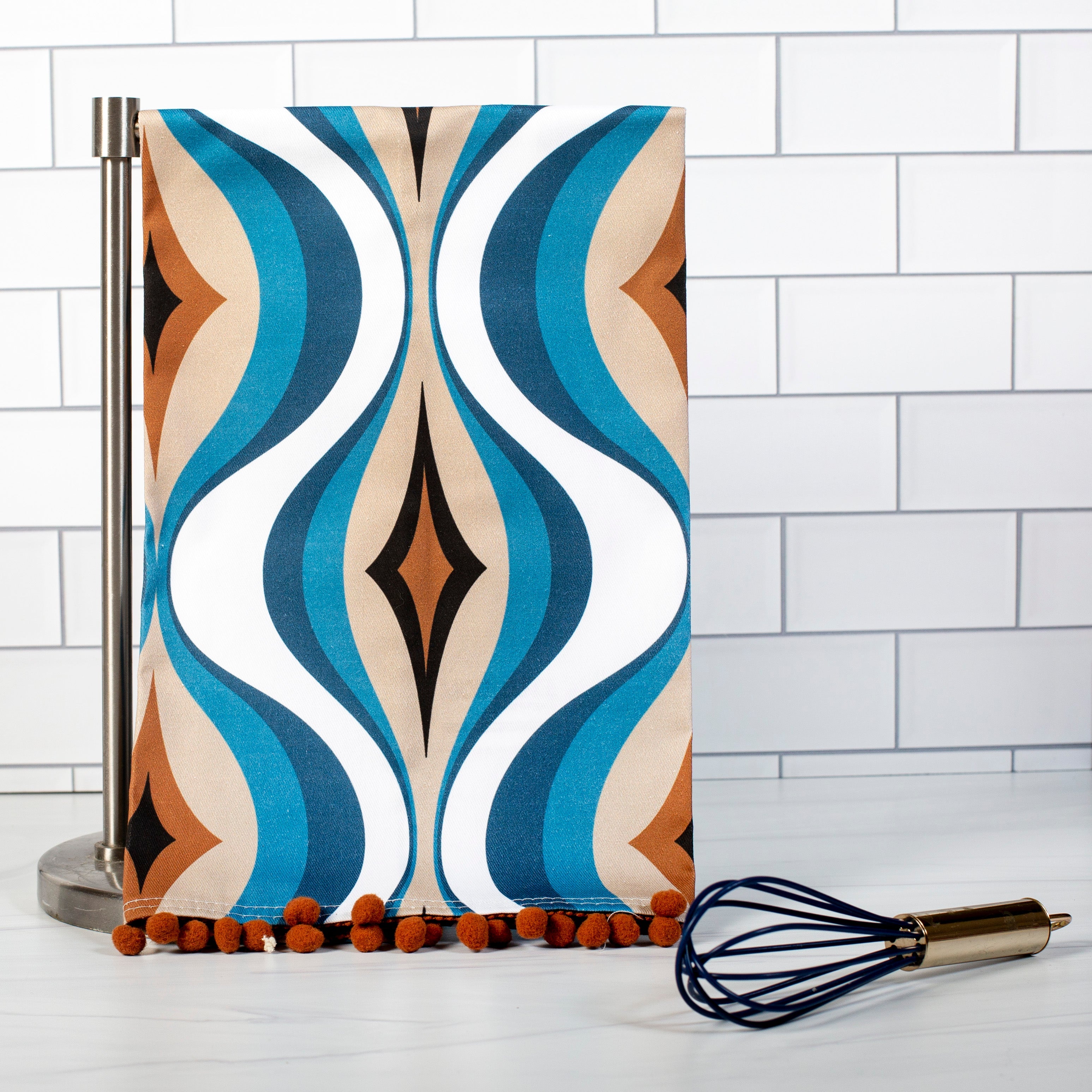 Diamond Waves Mid Century Modern Tea Towel