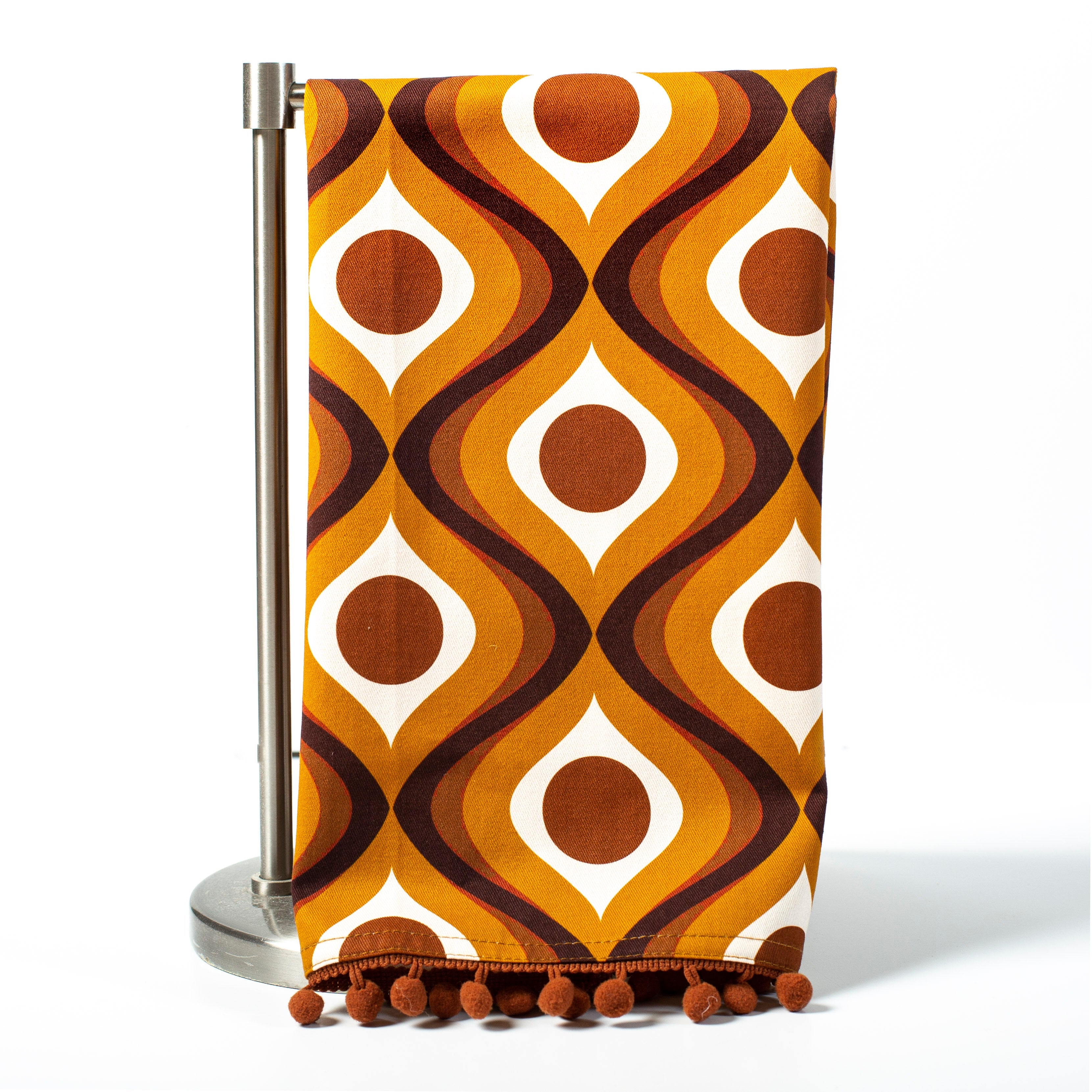 mid century modern geometric amber bar tea towel