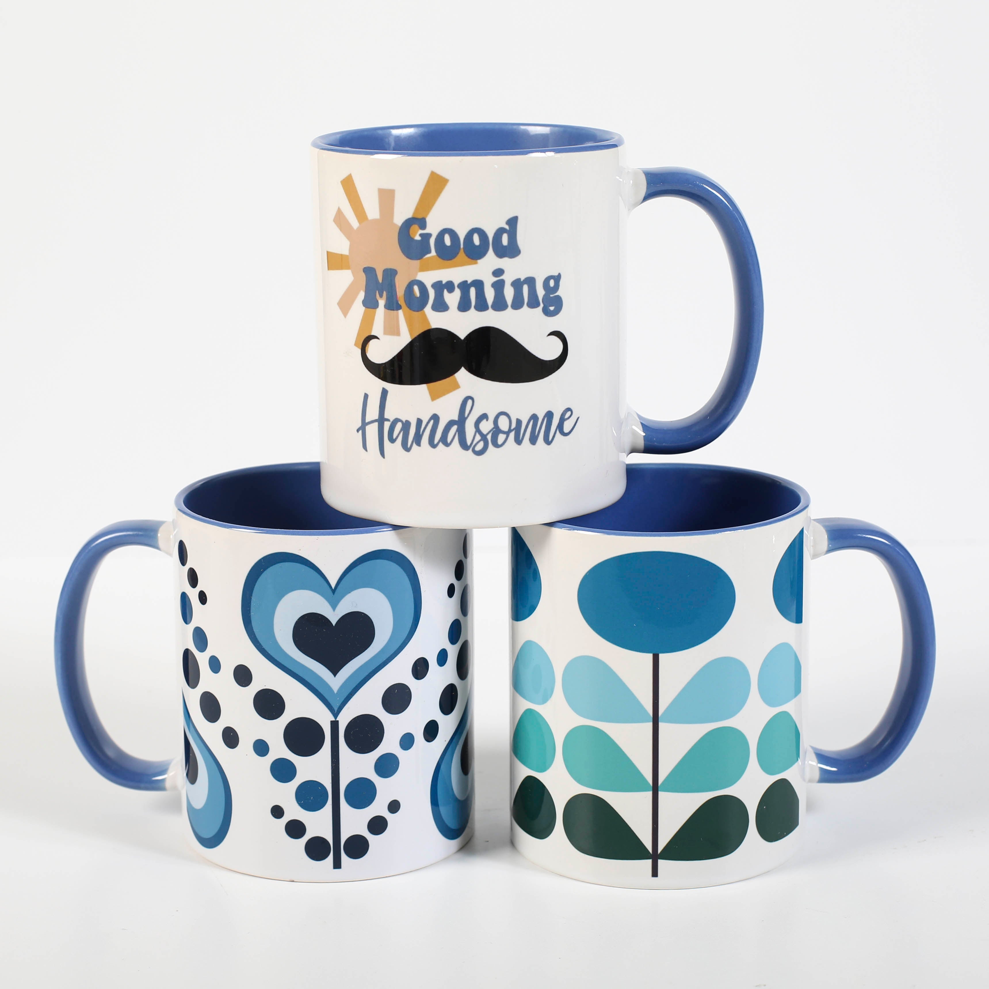 Heart Flower Blue Coffee Mug