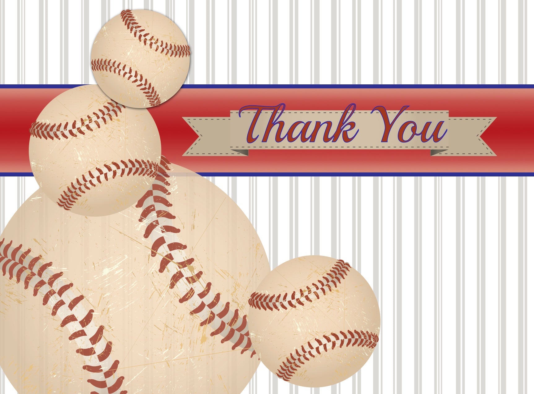Vintage Baseball Thank You Card - ModLoungePaperCompany
