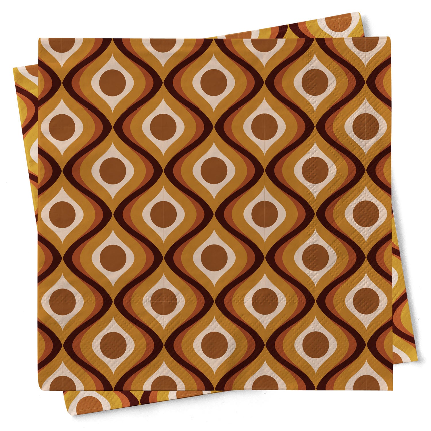Circle in Waves Amber Mid Century Cocktail Beverage Napkin