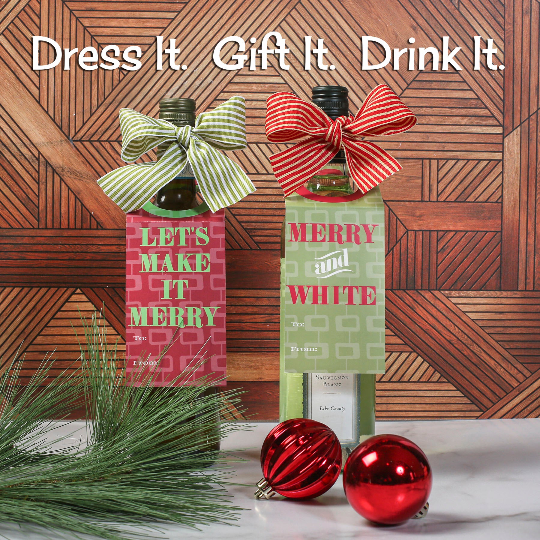 Merry & White Wine Tag