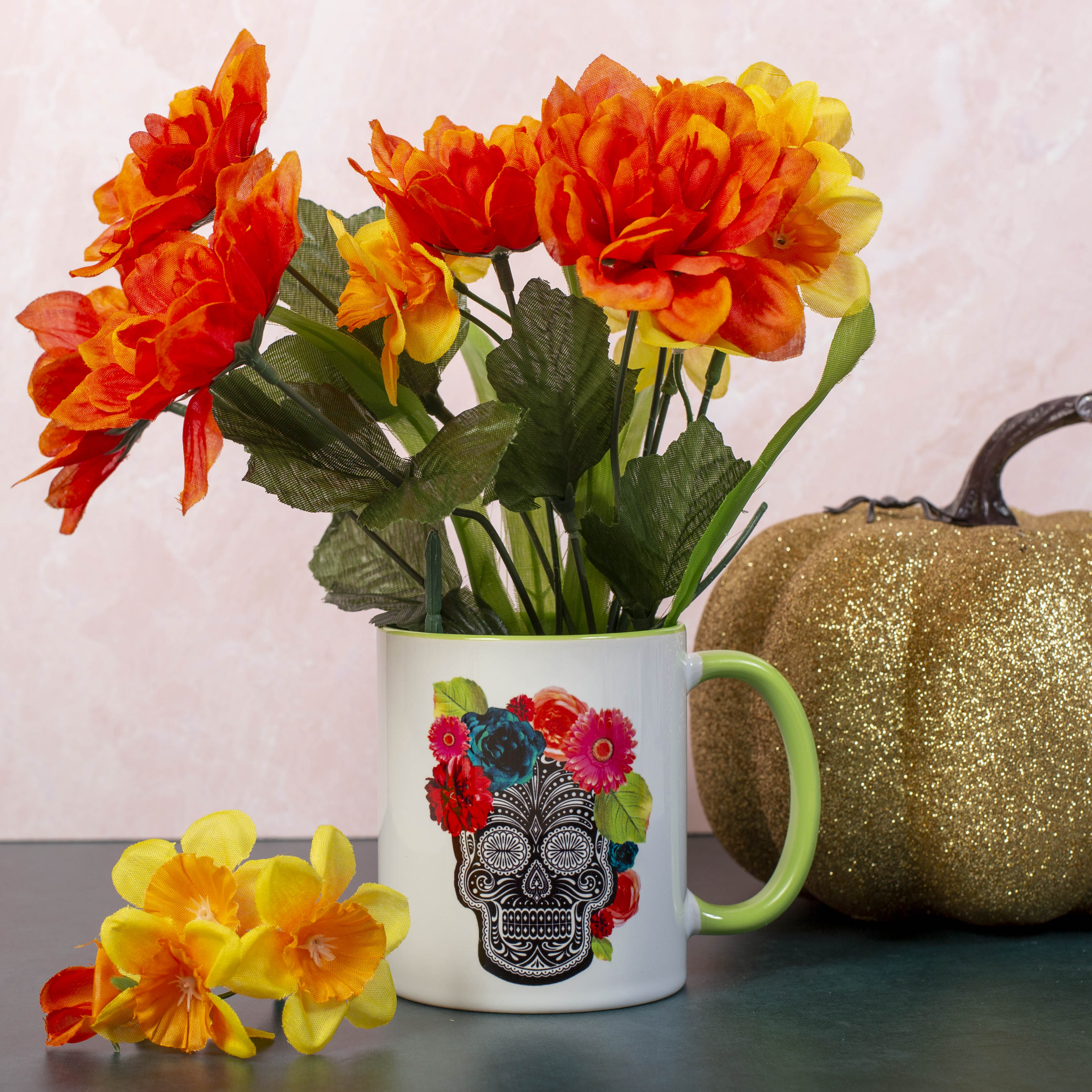 Floral Skull Coffee Mug