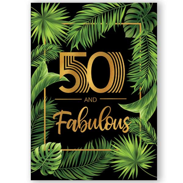 50 and Fabulous Palm Birthday Card - ModLoungePaperCompany