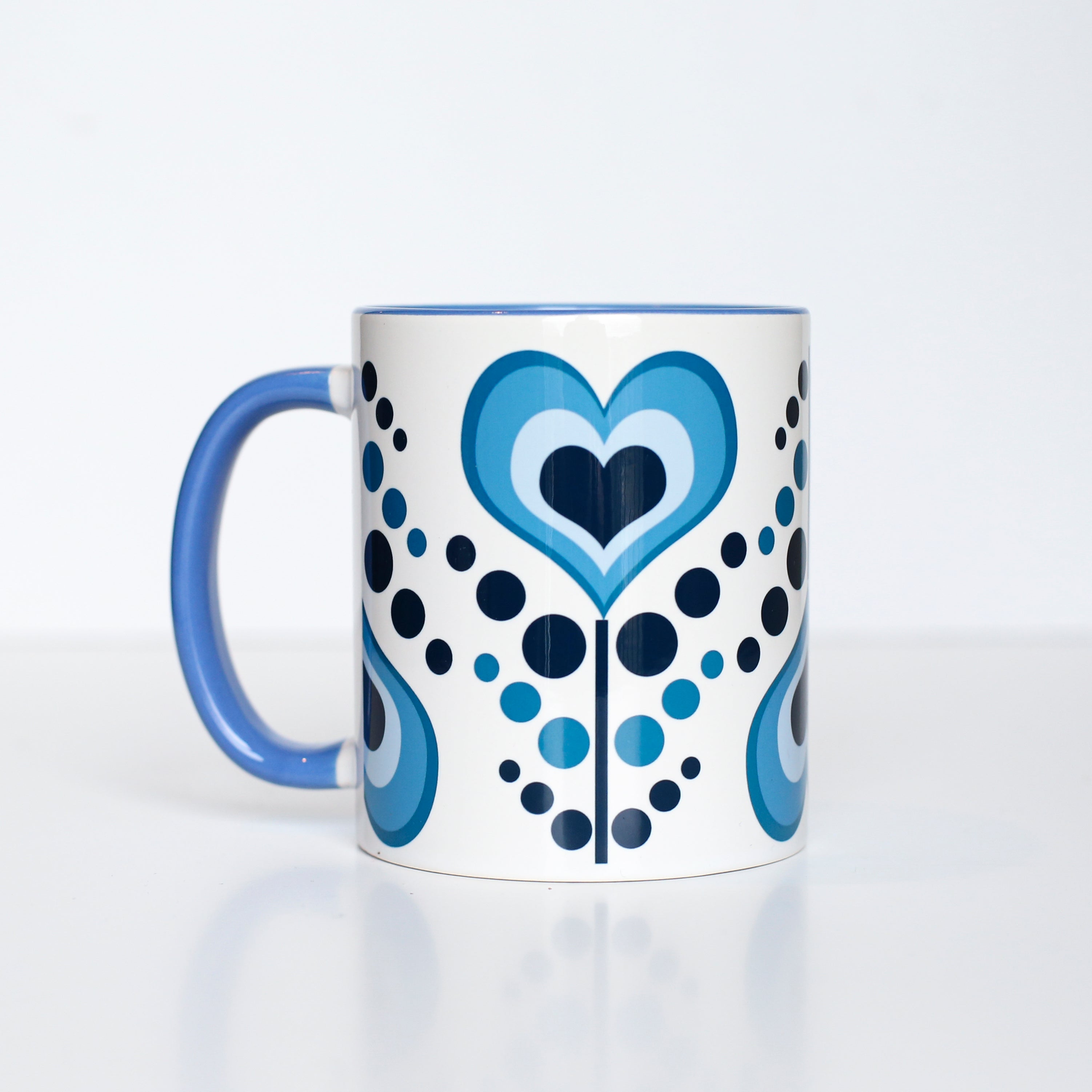 Heart Flower Blue Coffee Mug