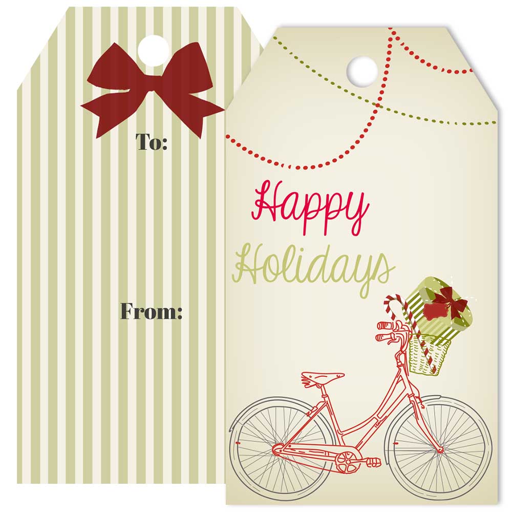 Vintage Holiday Bike Gift Tag