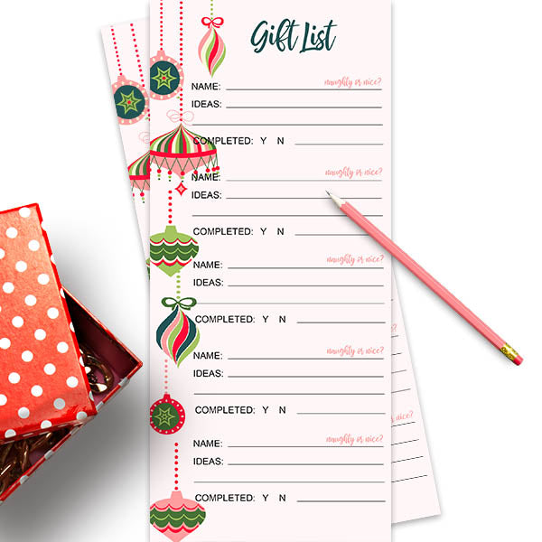 holiday gift list notepad