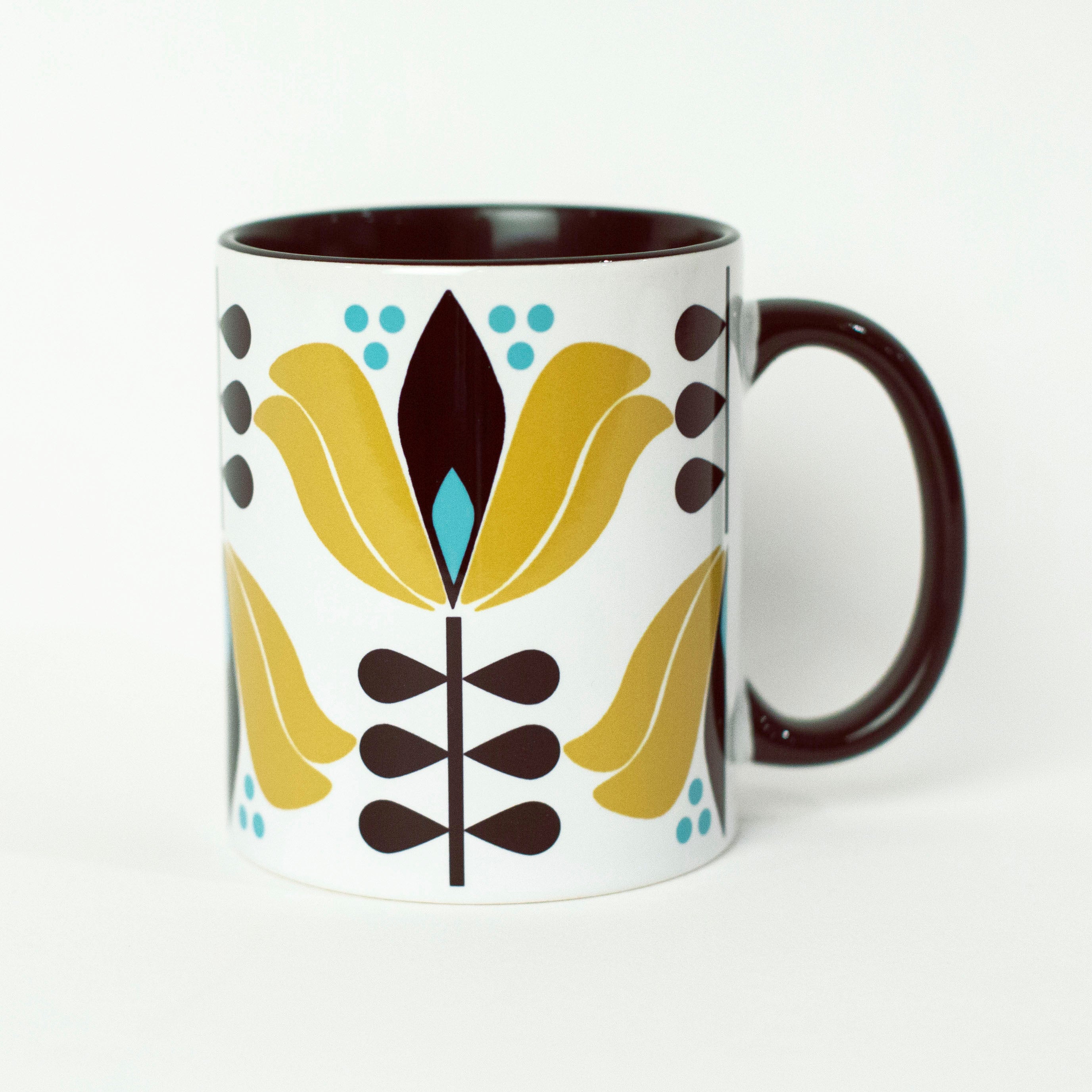 lotus flower mid century modern coffee mug