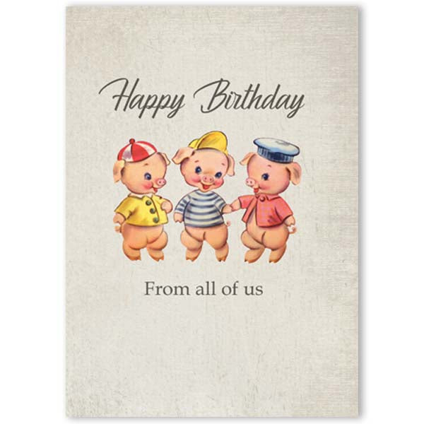 Three Little Pigs Birthday Card - ModLoungePaperCompany