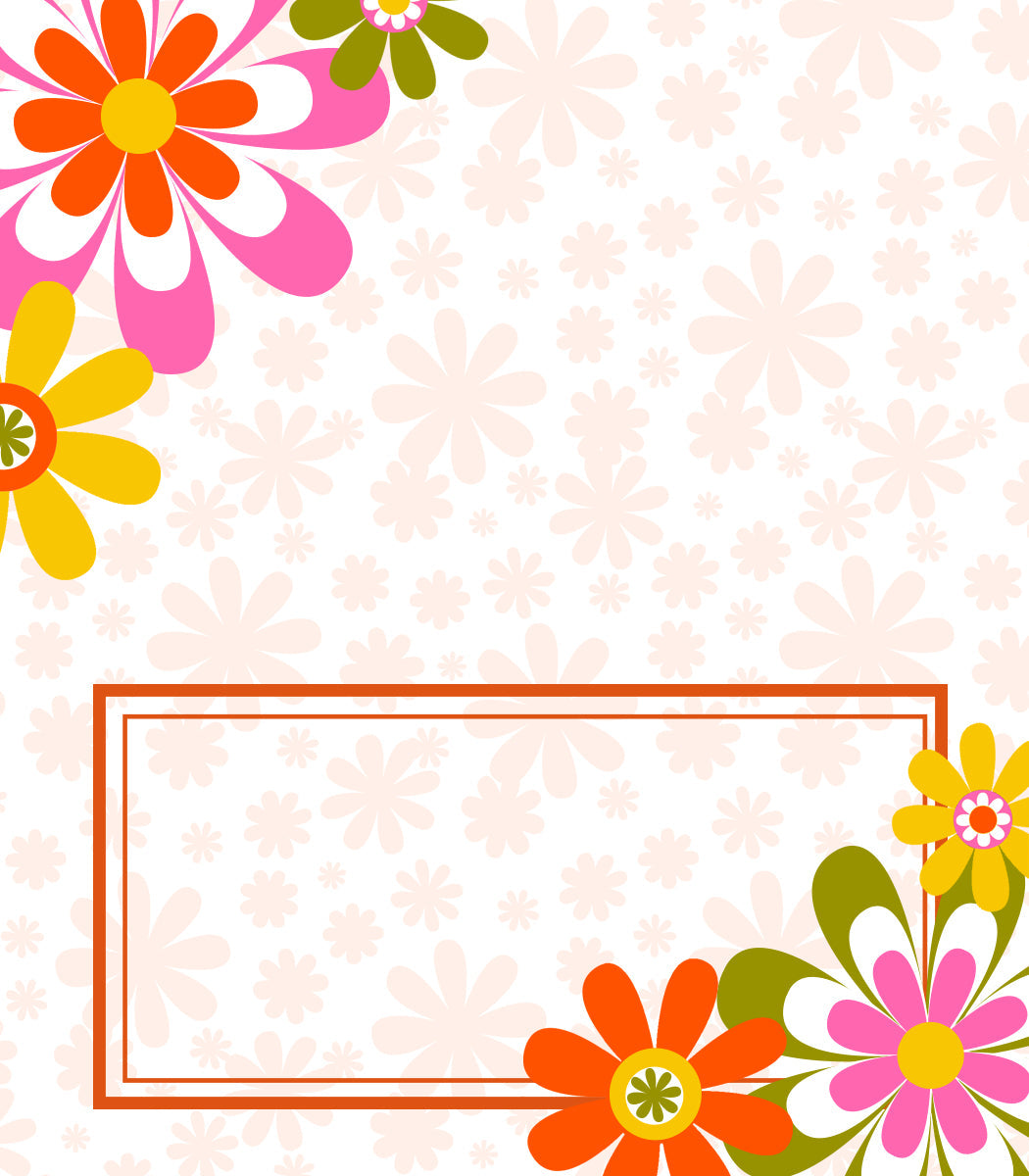 retro flower double sided place card | bridal shower cards | vintage summer party theme