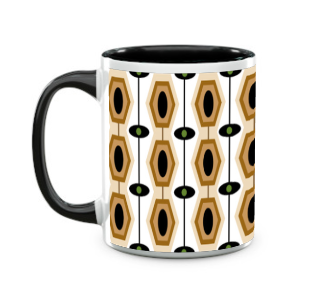 Long Hexagon Mid Century Modern Coffee Mug