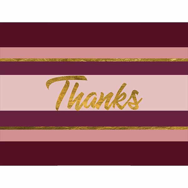 Wine Stripe and Gold Thank You Card - ModLoungePaperCompany