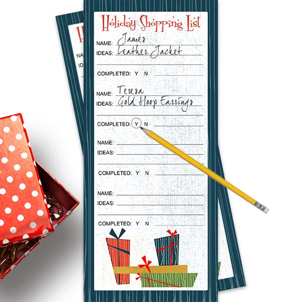 Holiday Shopping Gift List Pad Checklist Notepad