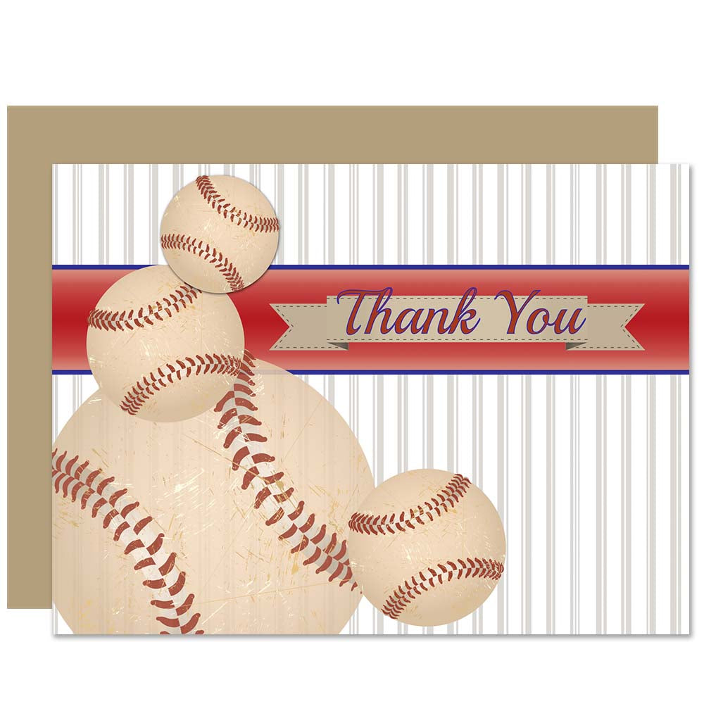 Vintage Baseball Thank You Card - ModLoungePaperCompany