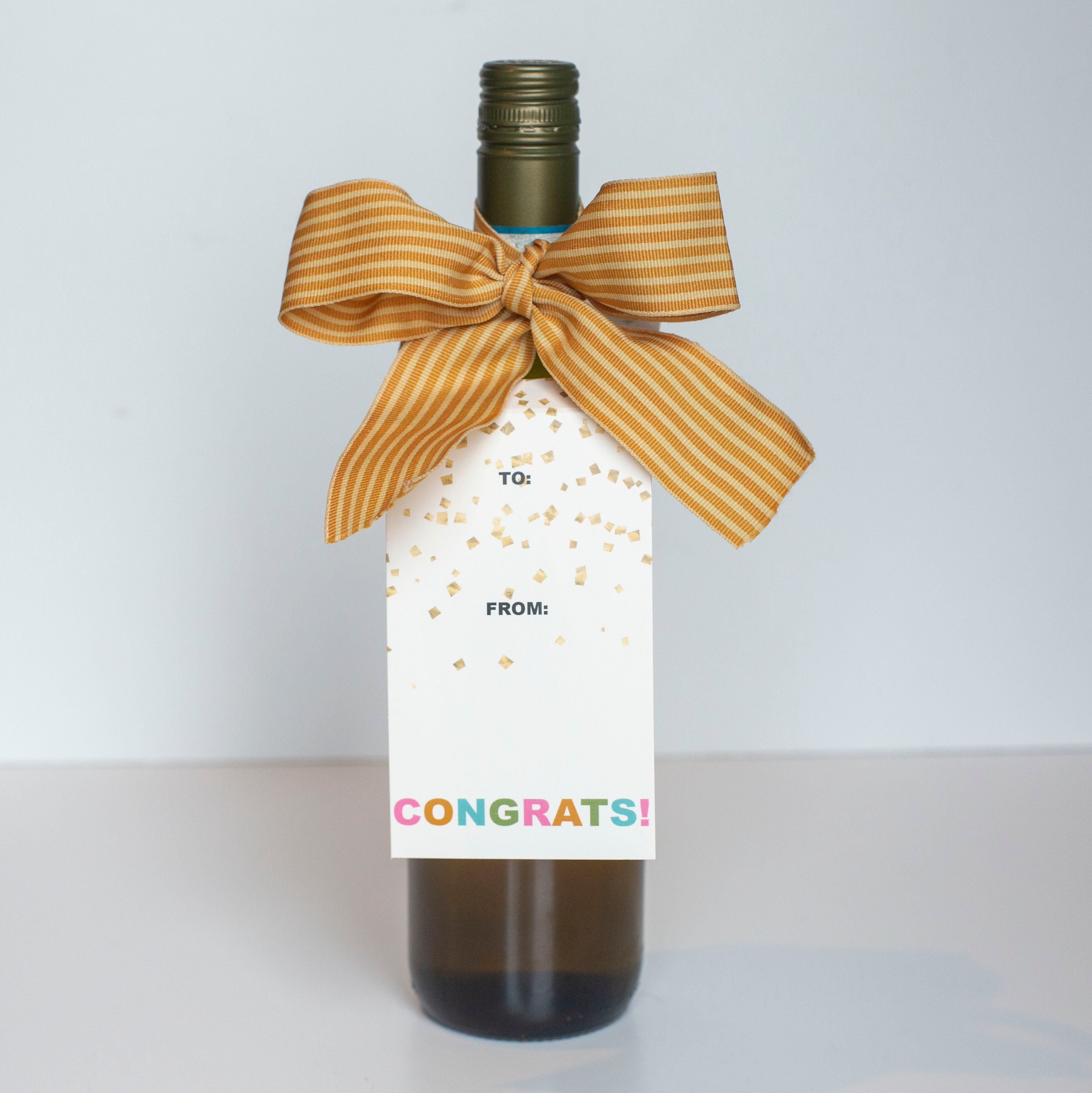 Congrats Confetti White Wine Tag