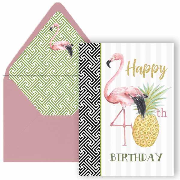 Flamingo 40th Birthday Card - ModLoungePaperCompany